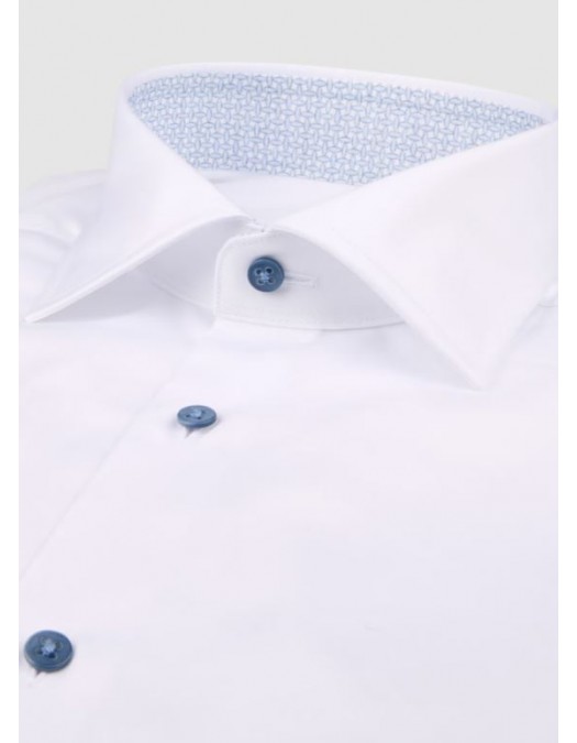 Camasa STENSTROMS, White Twill Shirt with Blue Contrast - 6847510675000