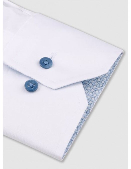 Camasa STENSTROMS, White Twill Shirt with Blue Contrast - 6847510675000