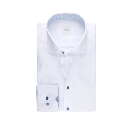 Camasa STENSTROMS, White Twill Shirt with Blue Contrast