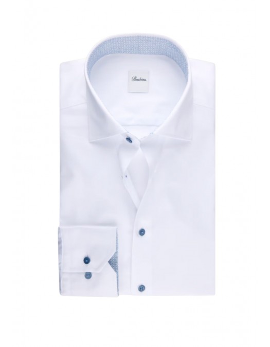 Camasa STENSTROMS, White Twill Shirt with Blue Contrast - 6847510675000
