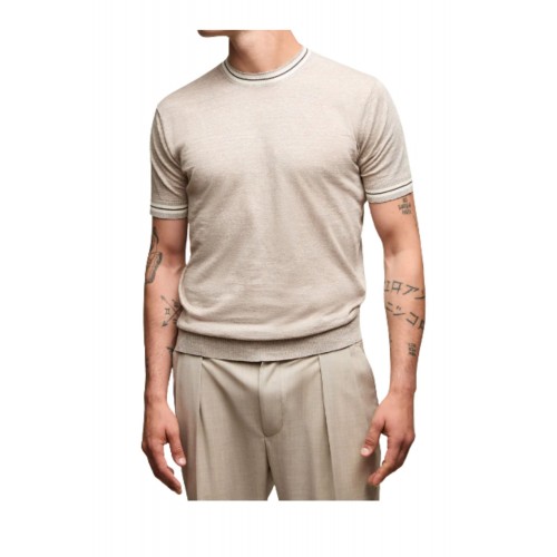 Tricou LBM, Maglia manica corta in lino e cotone beige