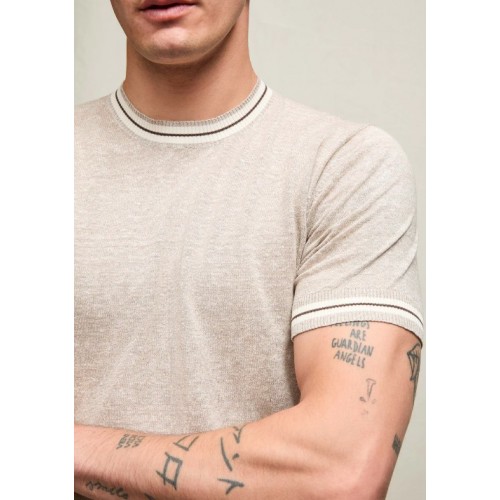 Tricou LBM, Maglia manica corta in lino e cotone beige