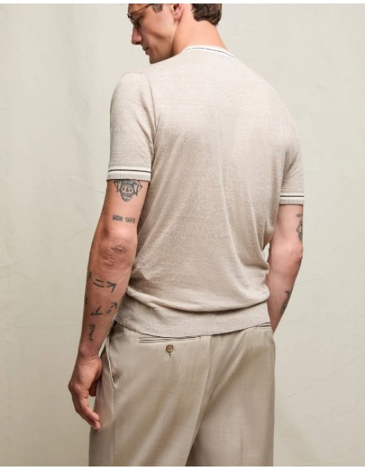 Tricou LBM, Maglia manica corta in lino e cotone beige - 6905936400