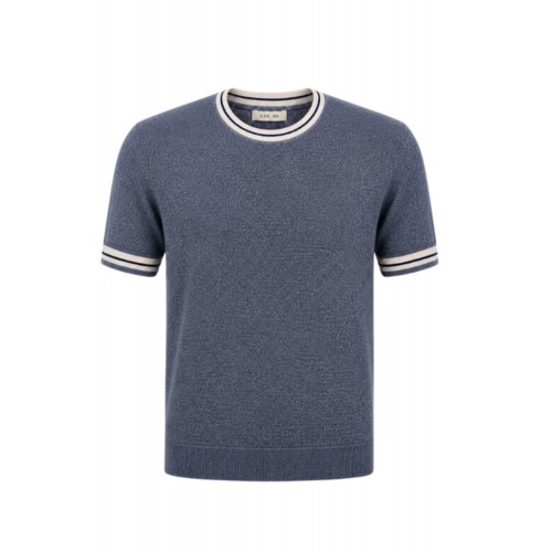 Tricou LBM, Maglia manica corta in lino e cotone blue