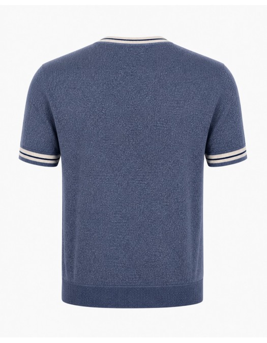 Tricou LBM, Maglia manica corta in lino e cotone blue - 6905956400