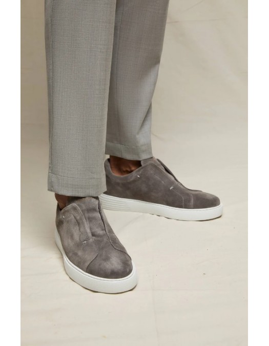 Sneakers LBM, Suede slip-on sneakers in smoky gray - 6907226850