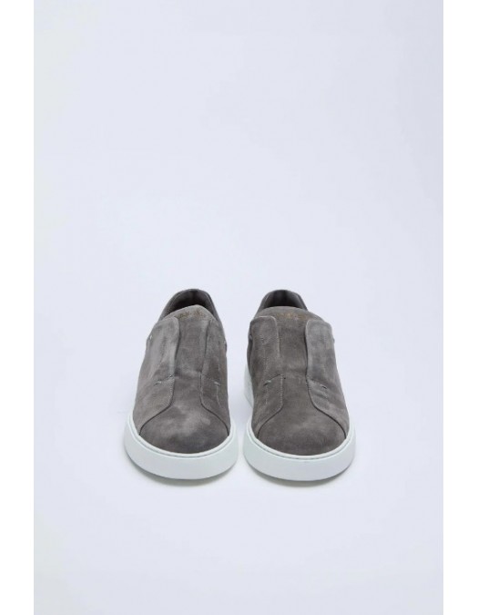 Sneakers LBM, Suede slip-on sneakers in smoky gray - 6907226850