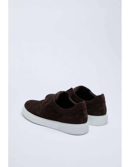 Sneakers LBM, Brown suede slip-on trainers - 6907256850