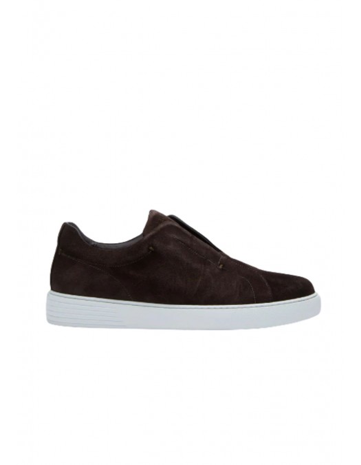 Sneakers LBM, Brown suede slip-on trainers - 6907256850