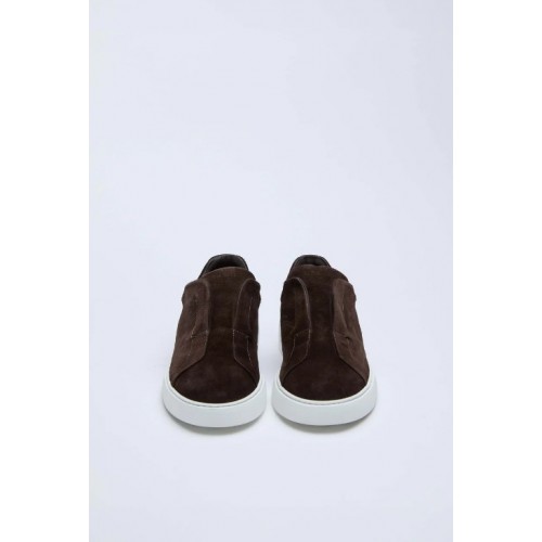 Sneakers LBM, Brown suede slip-on trainers