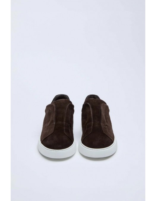 Sneakers LBM, Brown suede slip-on trainers - 6907256850