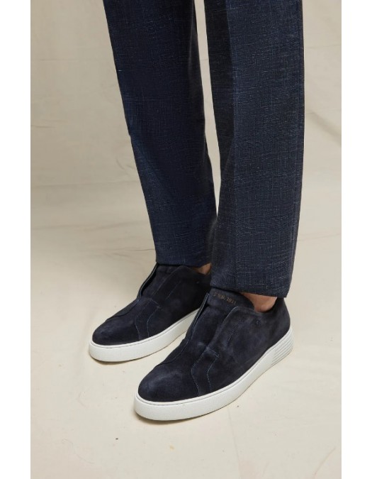 SNEAKERS LBM, Midnight blue suede slip-on trainers - 6907276850