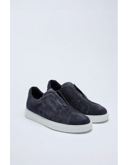 SNEAKERS LBM, Midnight blue suede slip-on trainers - 6907276850
