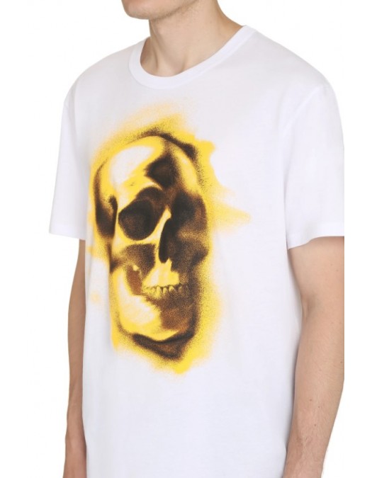 Tricou  ALEXANDER MCQUEEN, Golden Skull, Alb - 710938QTZ330900