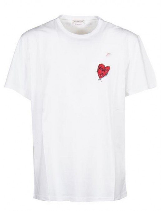Tricou  ALEXANDER MCQUEEN, Carved Heart Print, White - 711069QTZ420900
