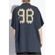 Tricou Balenciaga, Logo Insert BB, Oversized, Blue - 739028TOVU64108