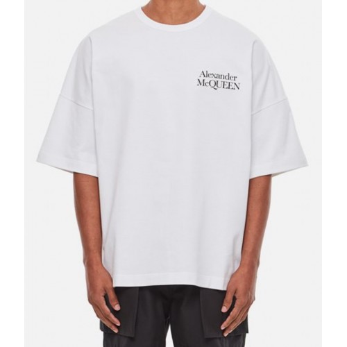 Tricou ALEXANDER MCQUEEN, Print Brand, Alb Tricou ALEXANDER MCQUEEN, Print Brand, Alb
