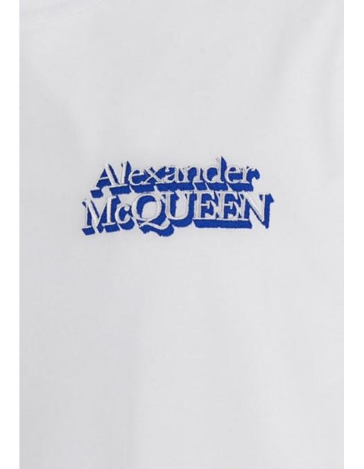 Tricou ALEXANDER MCQUEEN, Logo Albastru Brodat, 750666QVX909000 - 750666QVX909000