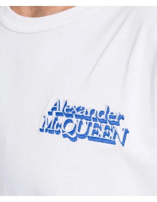Tricou ALEXANDER MCQUEEN, Logo Albastru Brodat, 750666QVX909000 - 750666QVX909000