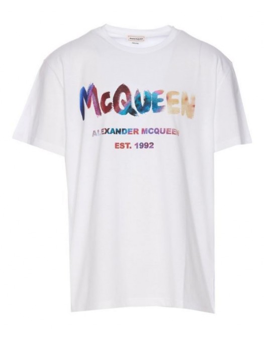 Tricou ALEXANDER MCQUEEN, Logo Multicolor, Alb - 750667QVZ140900