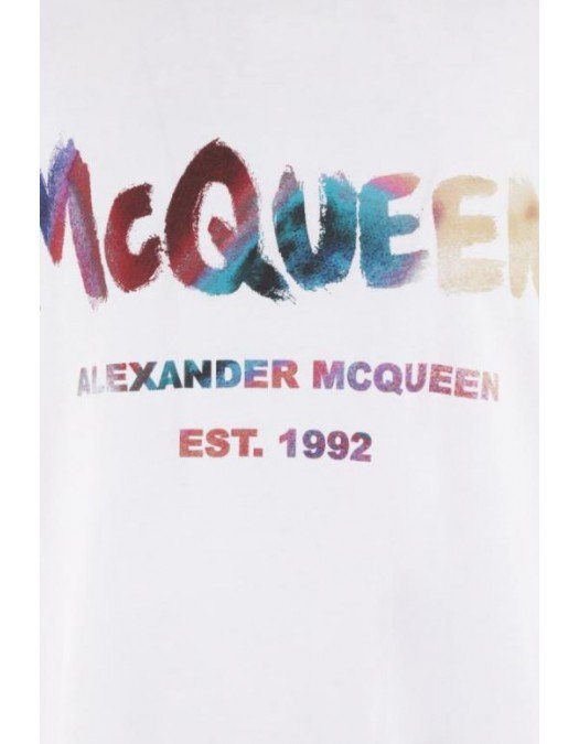 Tricou ALEXANDER MCQUEEN, Logo Multicolor, Alb - 750667QVZ140900