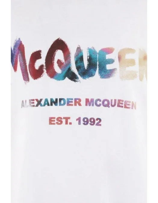 Tricou ALEXANDER MCQUEEN, Logo Multicolor, Alb - 750667QVZ140900