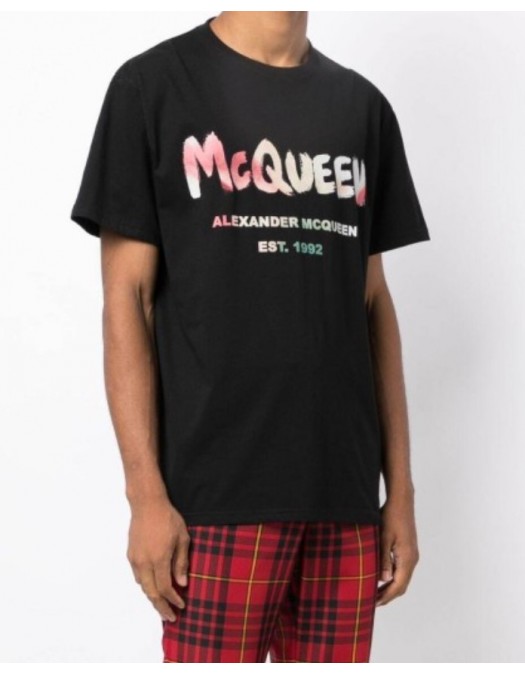 Tricou ALEXANDER MCQUEEN, Logo Multicolor EST 1992, Negru - 753037QVZ150901