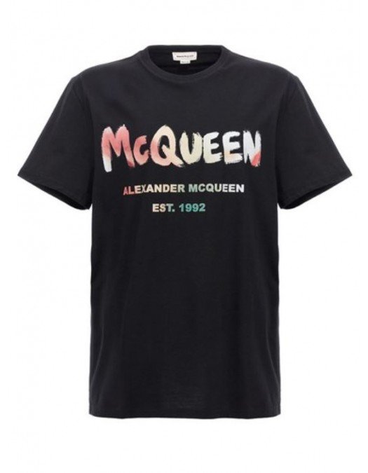 Tricou ALEXANDER MCQUEEN, Logo Multicolor EST 1992, Negru - 753037QVZ150901