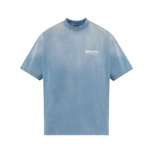 Tricou BALENCIAGA, White Logo Print, Blue Tricou BALENCIAGA, White Logo Print, Blue