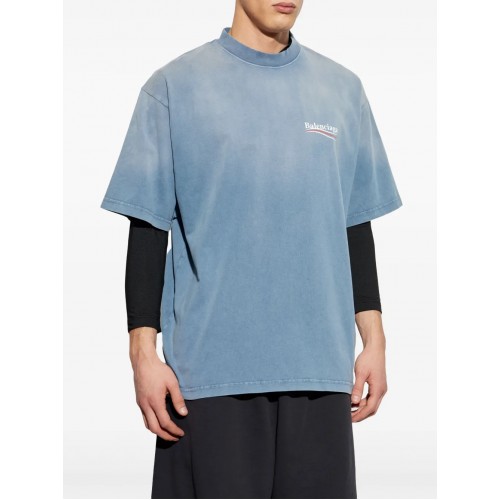 Tricou BALENCIAGA, White Logo Print, Blue Tricou BALENCIAGA, White Logo Print, Blue