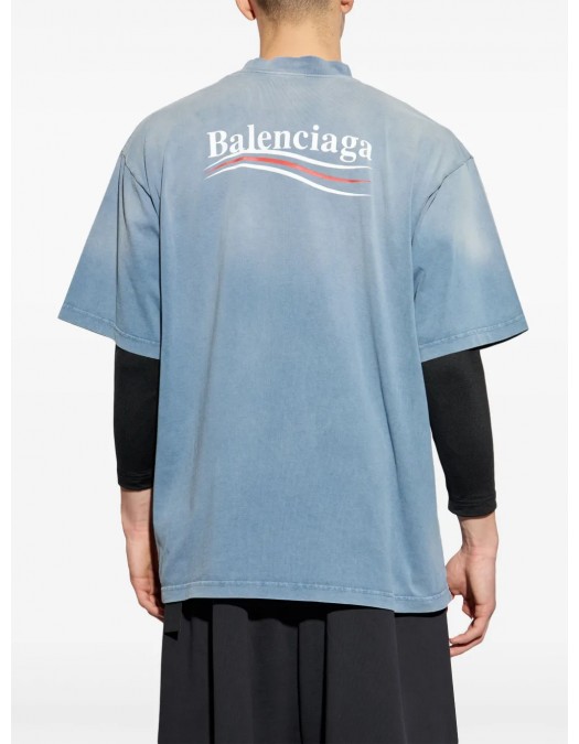 Tricou BALENCIAGA, White Logo Print, Blue - 764235TIV529798