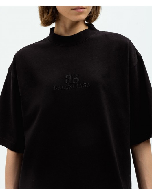 Tricou Balenciaga, Full Black, Logo Insert - 764235TQVS82020