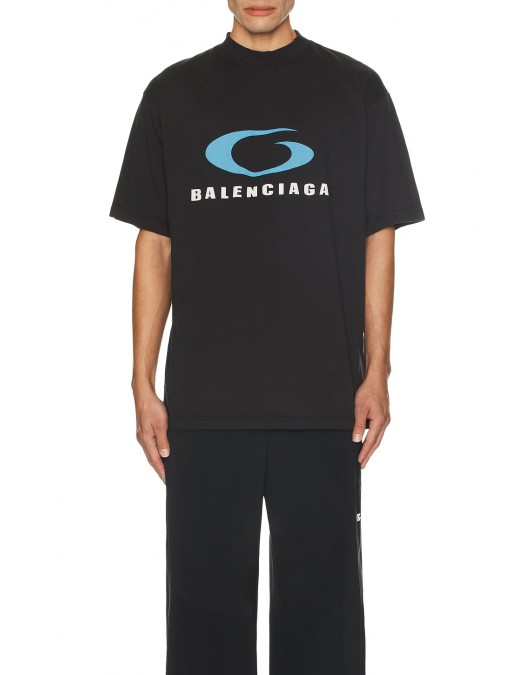 Tricou Balenciaga, Mediun Fit, Blue Insert, Black - 764235TRVC23521