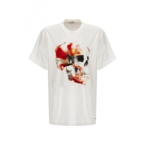 TRICOU ALEXANDER MCQUEEN , Skull Print, Alb TRICOU ALEXANDER MCQUEEN , Skull Print, Alb