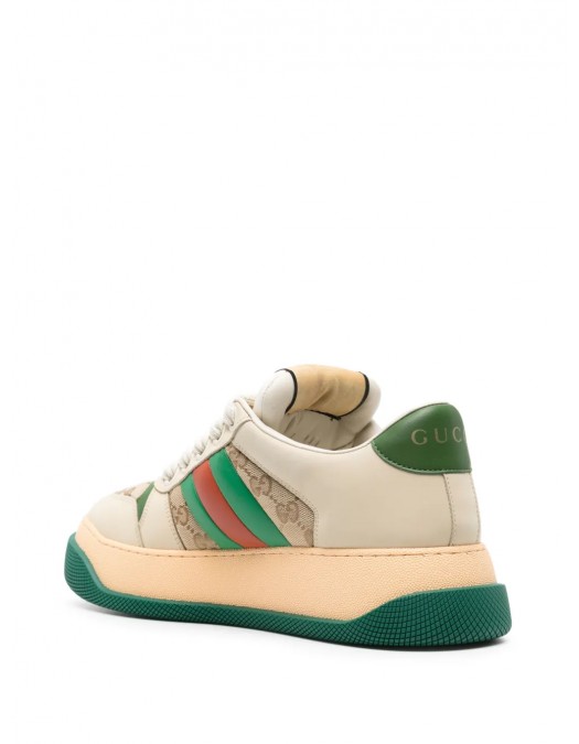 Sneakers GUCCI, GG Print, Screener, Multicolor Green Details, Beige - 777106AAC729554