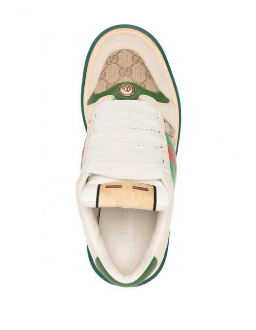 Sneakers GUCCI, GG Print, Screener, Multicolor Green Details, Beige - 777106AAC729554