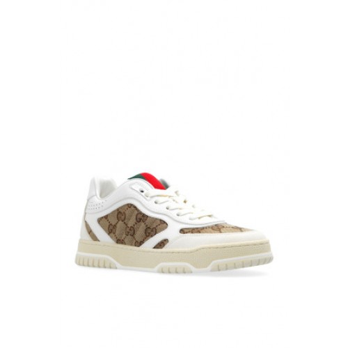 Sneakers GUCCI, Monogram Print, Green Details, White Sneakers GUCCI, Monogram Print, Green Details, White