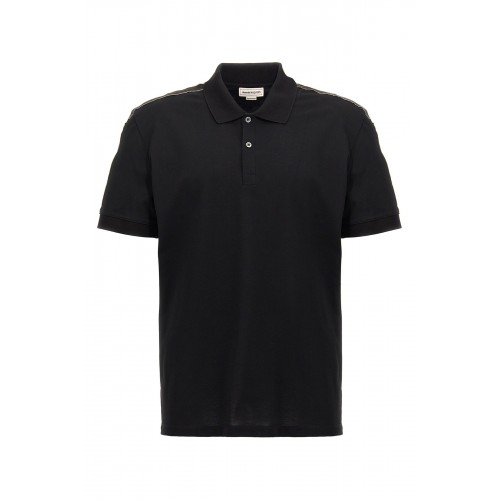 Tricou Alexander Mcqueen, Polo, Full Black, Insertie Benzi Tricou Alexander Mcqueen, Polo, Full Black, Insertie Benzi