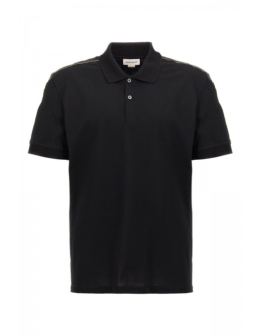 Tricou Alexander Mcqueen, Polo, Full Black, Insertie Benzi - 794696QXAAO0548