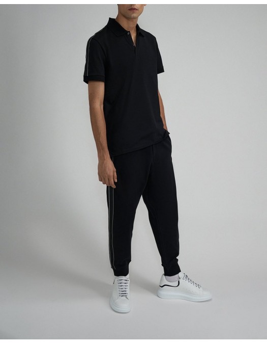 Tricou Alexander Mcqueen, Polo, Full Black, Insertie Benzi - 794696QXAAO0548