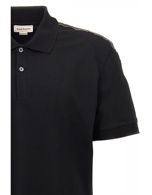 Tricou Alexander Mcqueen, Polo, Full Black, Insertie Benzi - 794696QXAAO0548