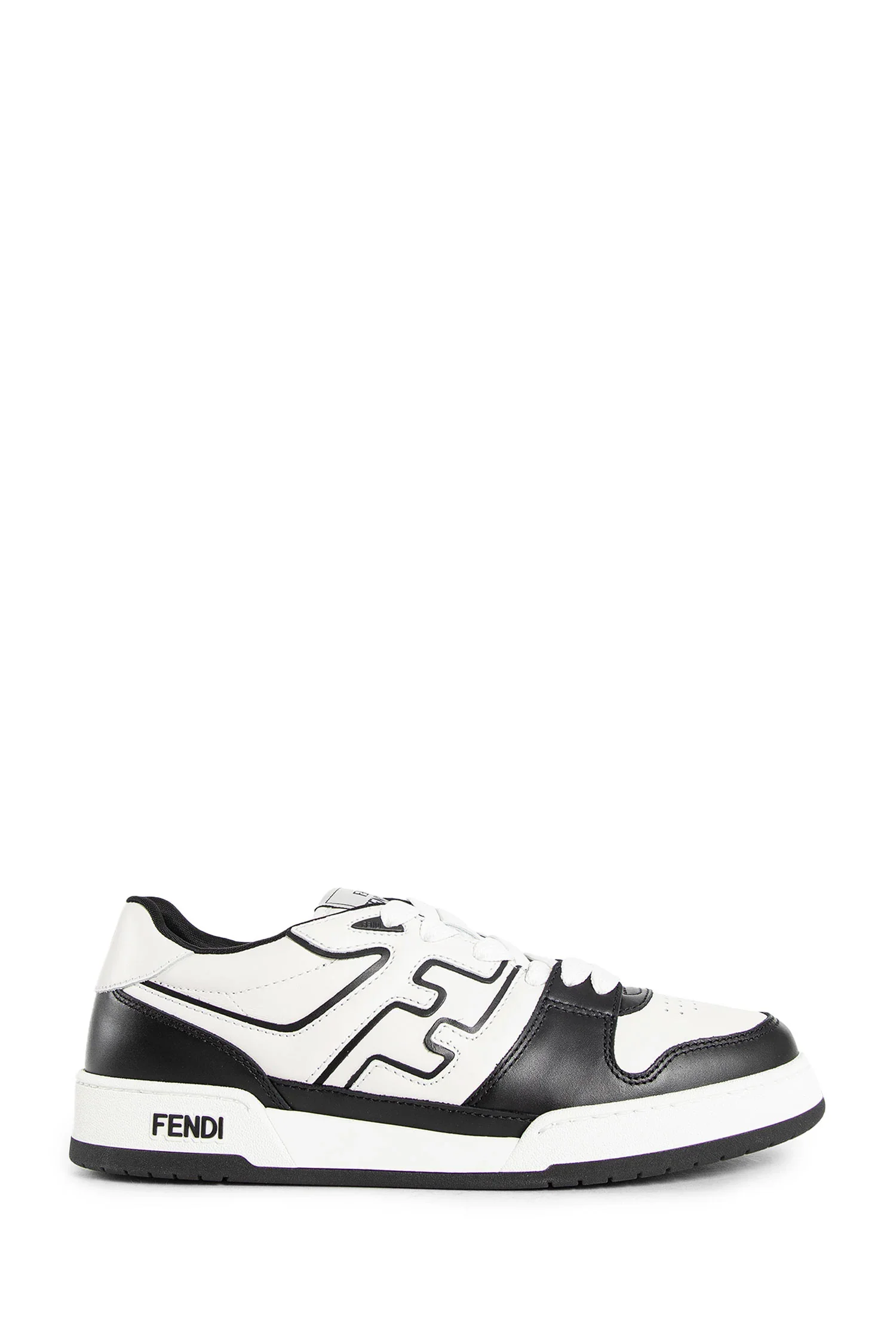 Sneakers Fendi, Match Leather Low-Top, Fine Details, Black and