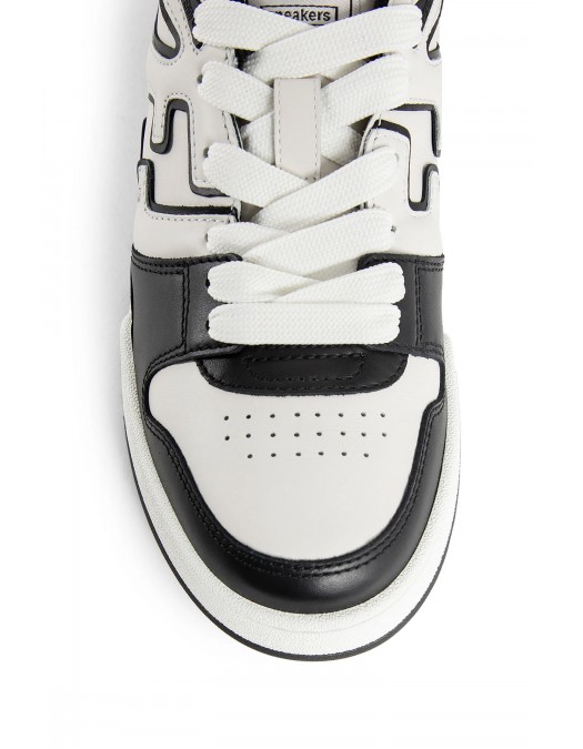 Sneakers Fendi, Match Leather Low-Top, Fine Details, Black and White -