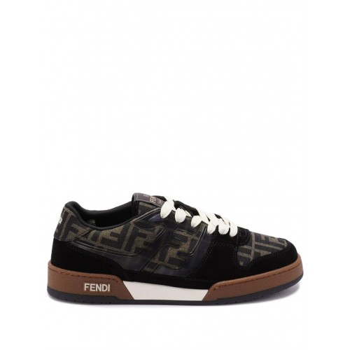 Sneakers Fendi, Match Leather Low-Top, Logo Print, Brown Sneakers Fendi, Match Leather Low-Top, Logo Print, Brown