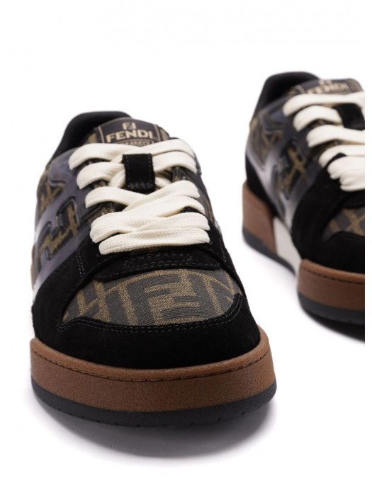 Sneakers Fendi, Match Leather Low-Top, Logo Print, Brown - 7E1688AQ6IF1PXA