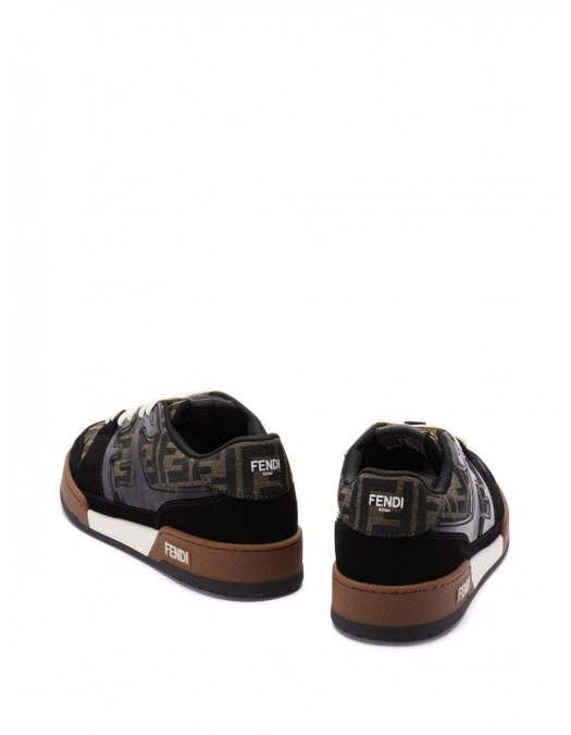 Sneakers FENDI, Match, Monogram Print, Negru/Maro - 7E1688AQ6IFIPXA