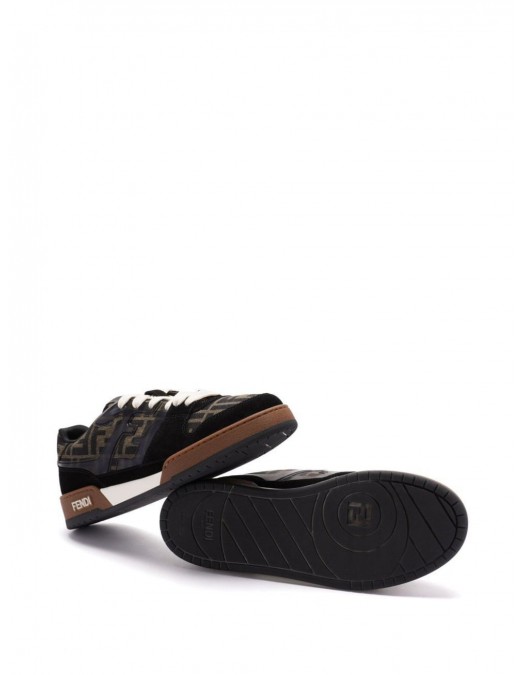 Sneakers FENDI, Match, Monogram Print, Negru/Maro - 7E1688AQ6IFIPXA