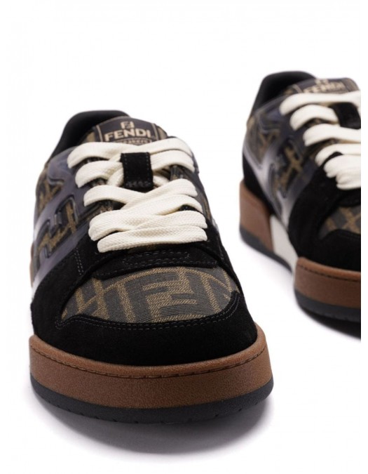 Sneakers FENDI, Match, Monogram Print, Negru/Maro - 7E1688AQ6IFIPXA