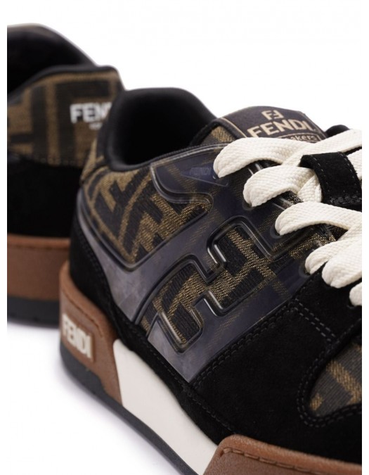 Sneakers FENDI, Match, Monogram Print, Negru/Maro - 7E1688AQ6IFIPXA