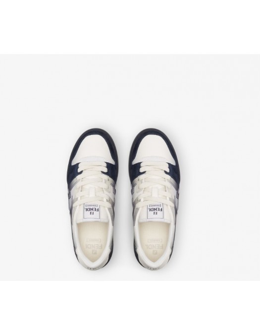 Sneakers FENDI, Match Trainers, White leather and blue suede low-tops - 7E1688AWCSF1V8K